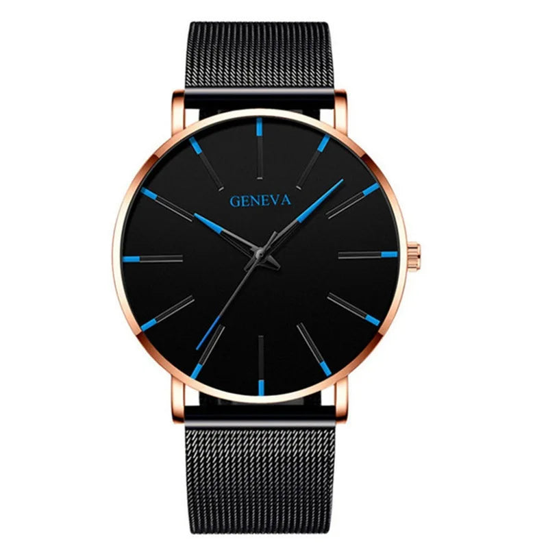 wristnexo Men's Geneva Quartz Watch – Classic Stainless Steel Elegant Design
