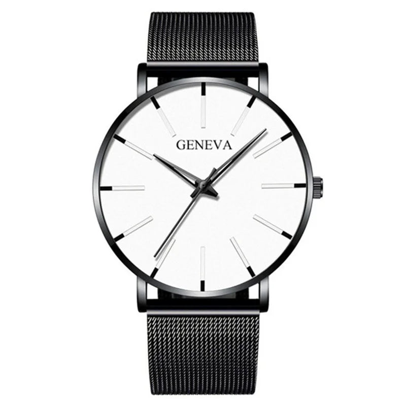 wristnexo Men's Geneva Quartz Watch – Classic Stainless Steel Elegant Design