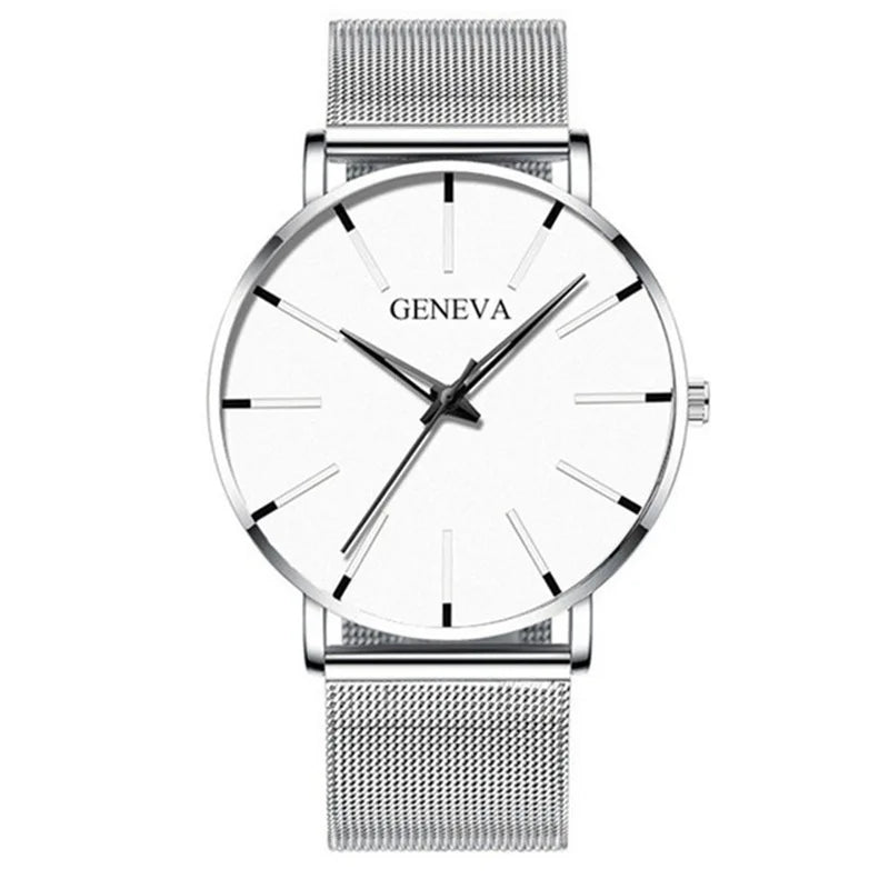 wristnexo Men's Geneva Quartz Watch – Classic Stainless Steel Elegant Design