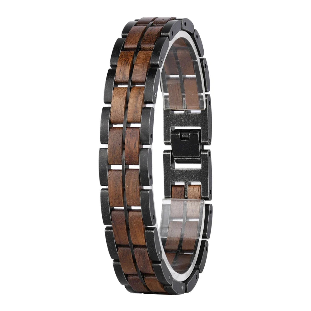 WristNexo Vintage Silver Sandalwood Couple Bangle – Unisex Matching Bracelet Set
