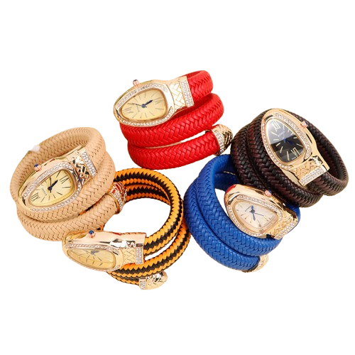 WristNexo Women's Snake-Shaped Quartz Watch – Crystal Accent Design