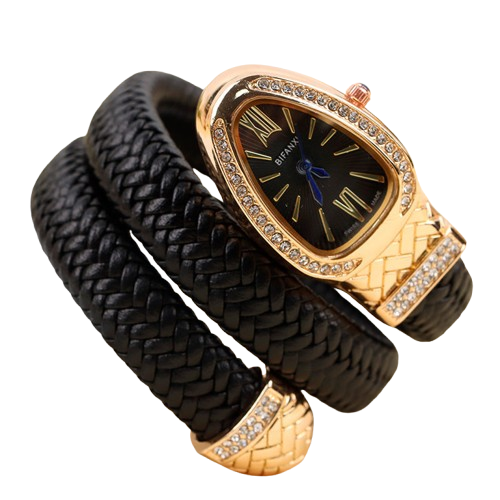 WristNexo Women's Snake-Shaped Quartz Watch – Crystal Accent Design