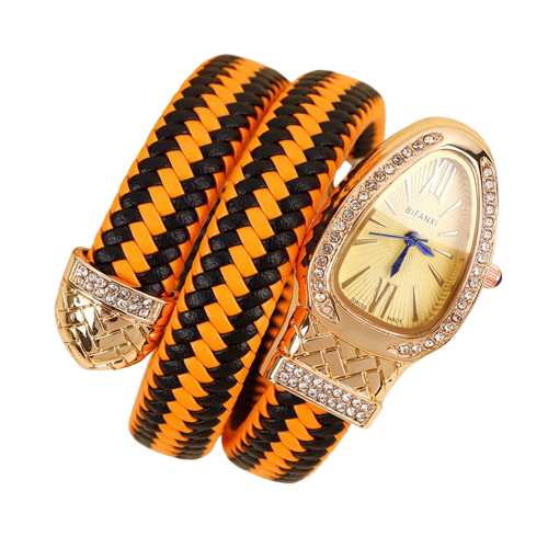 WristNexo Women's Snake-Shaped Quartz Watch – Crystal Accent Design