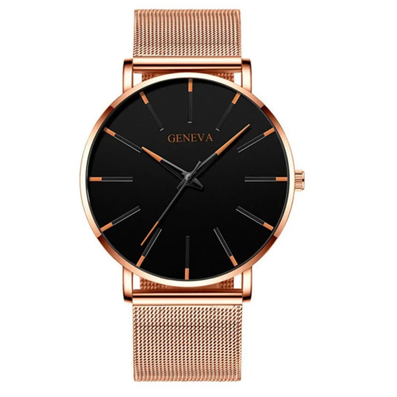 wristnexo Men's Geneva Quartz Watch – Classic Stainless Steel Elegant Design